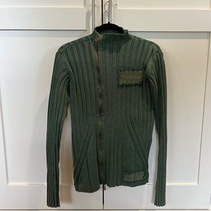 DESIGUAL Green Special Knit Zip Cardigan Size SMALL